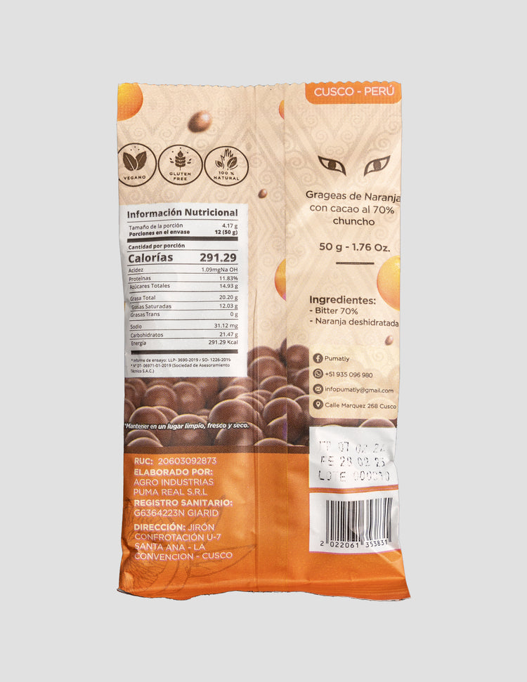 Cusco 70% Grageas con Naranja